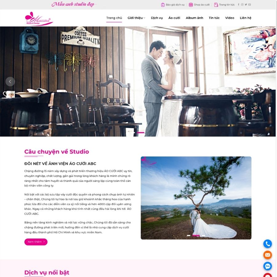 Themes wordpress mẫu website studio ảnh viện áo cưới, dịch vụ chụp ảnh 6