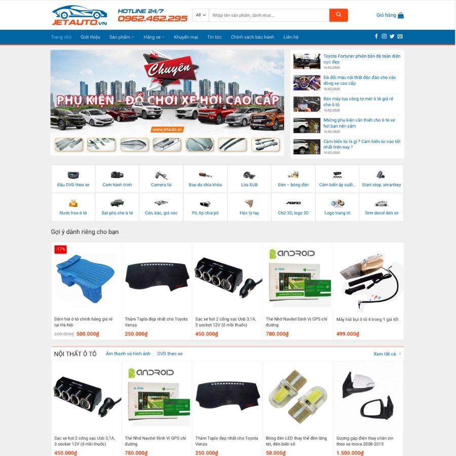 Themes WordPress mẫu website đồ chơi xe hơi, mẫu bán đồ chơi, phụ kiện dành cho xe ô tô