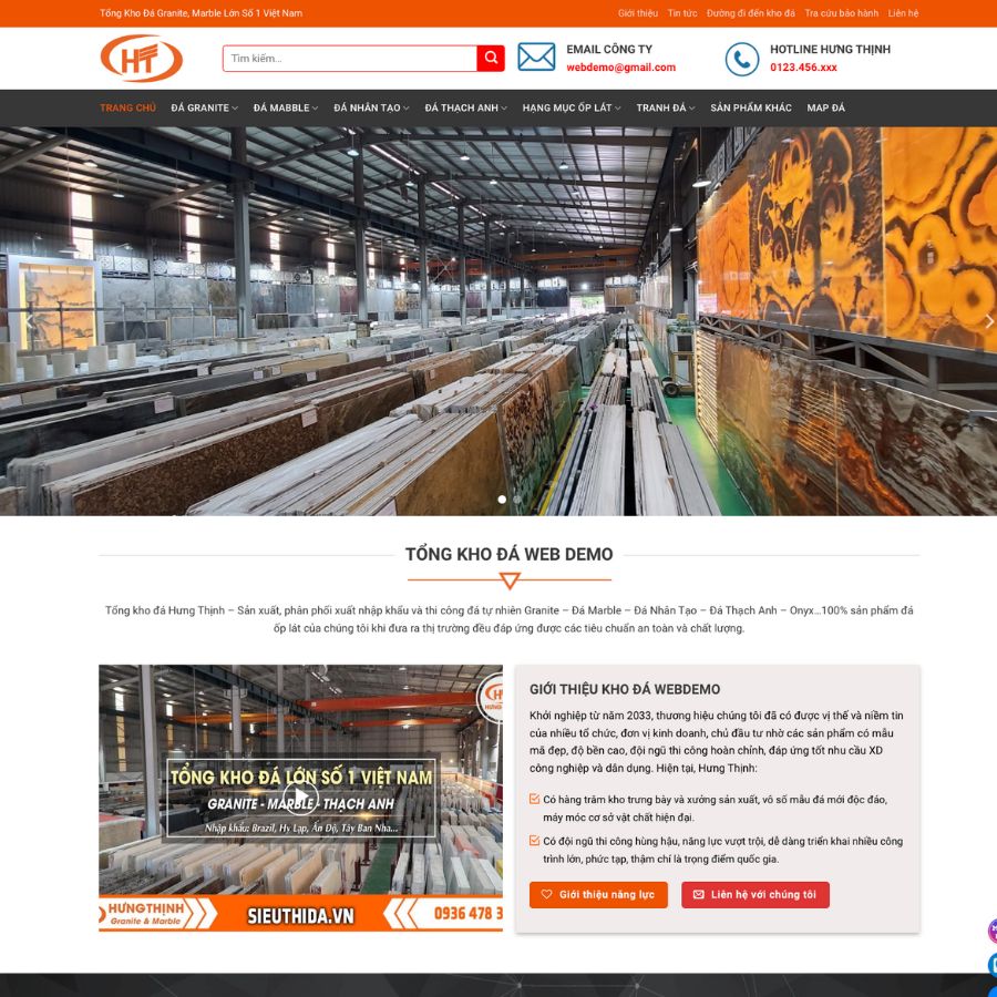 Themes wordpress mẫu website giới thiệu sản phẩm, đá ốp lát, siêu thị đá