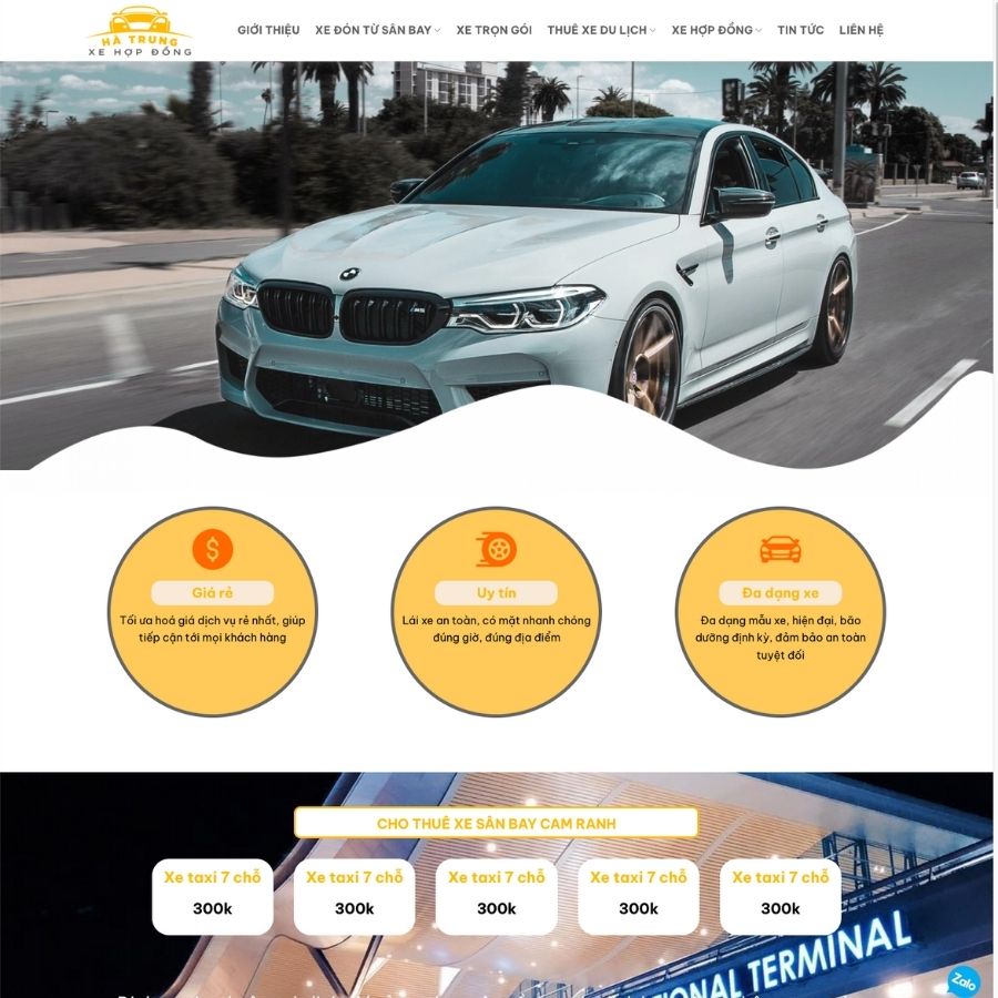 Themes wordpress mẫu website thuê xe, xe hợp đồng , xé đón sân bay
