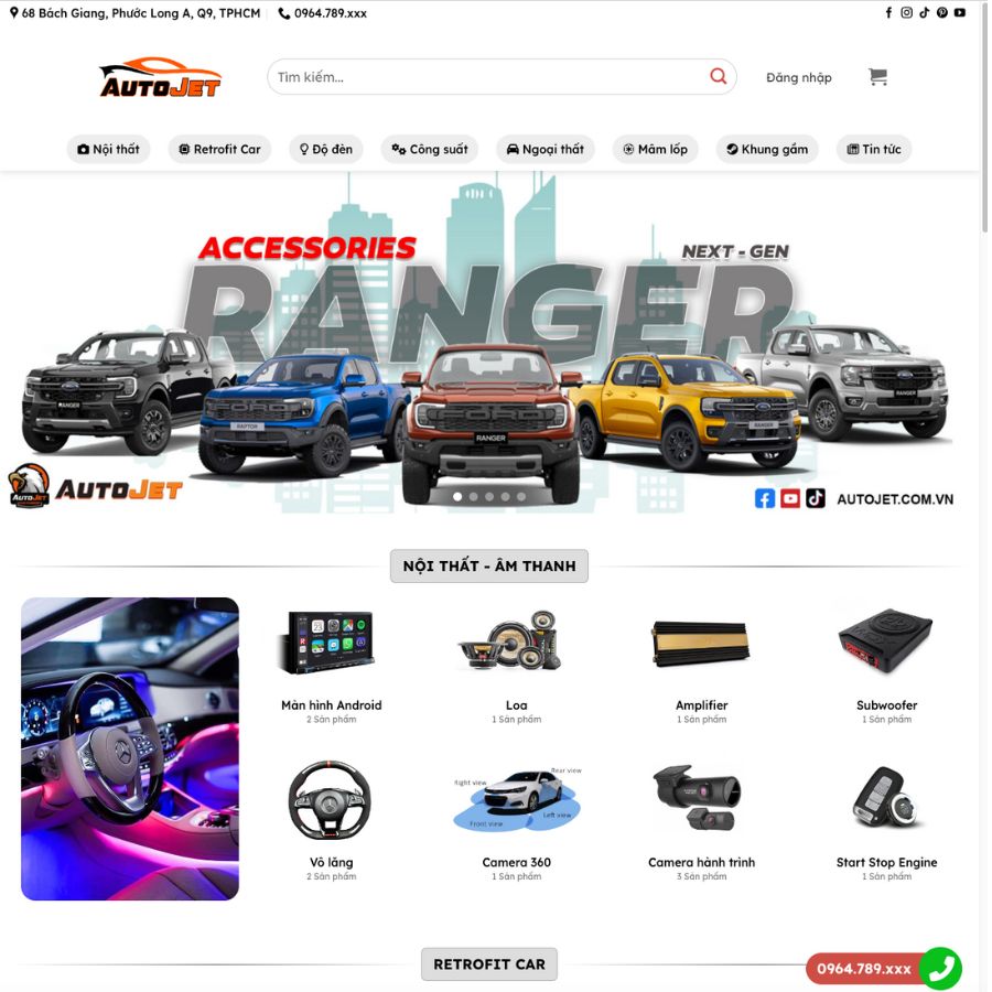 Themes wordpress mẫu website bán đồ chơi ô tô, độ đèn, thiết bị phụ kiện ô tô