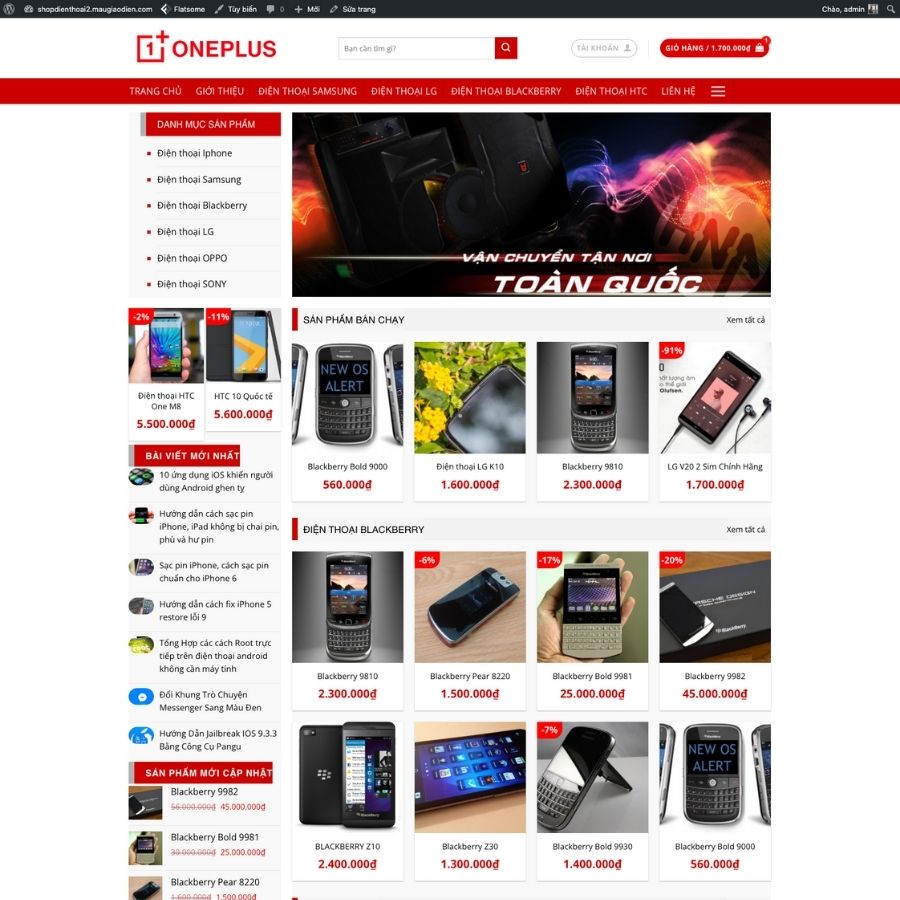 Themes WordPress mẫu website shop điện thoại, bán điện thoại blackbenri, mẫu web bán điện thoại 2