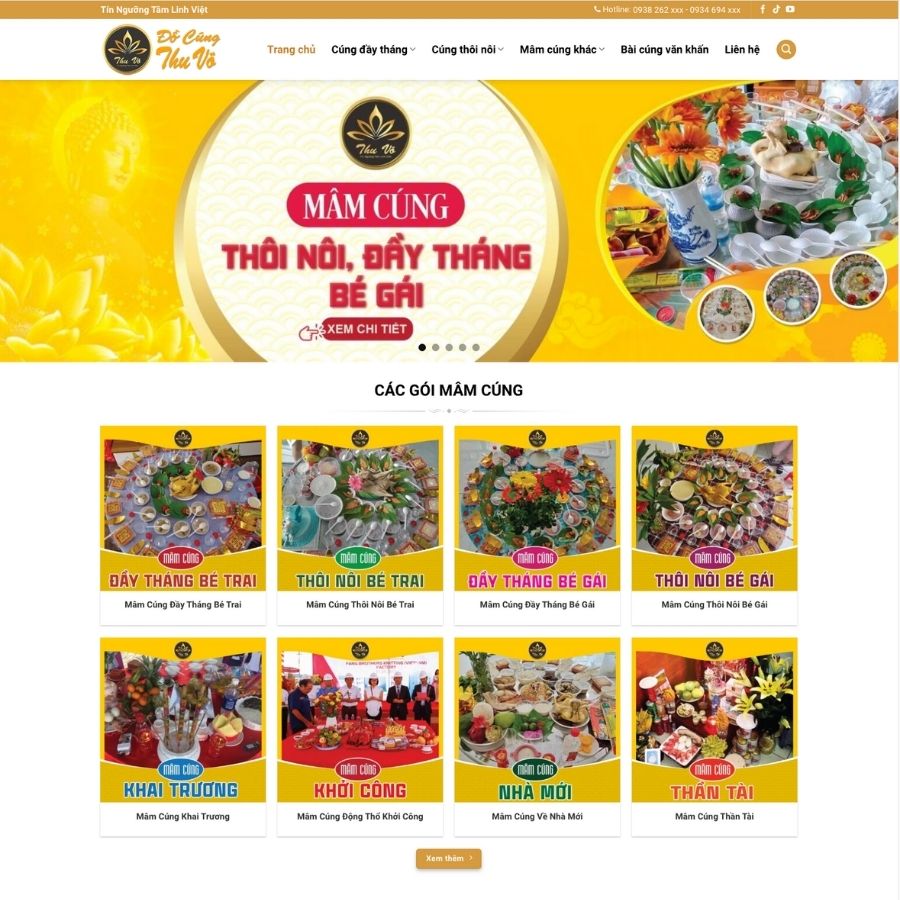 Themes WordPress mẫu website đồ cúng, đồ thờ, dịch vụ setup đồ cúng, giỗ, tin tức phong thuỷ