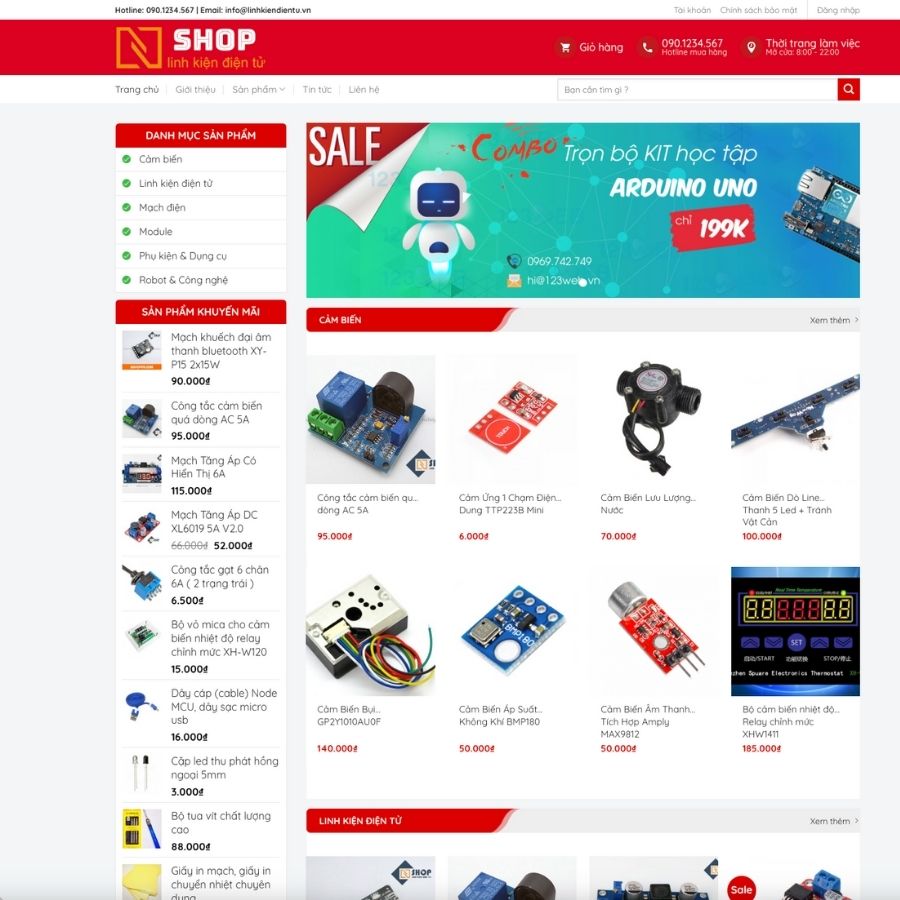 Themes WordPress mẫu website linh kiện điện tử, mẫu website bán linh kiện, thiết bị điện tử