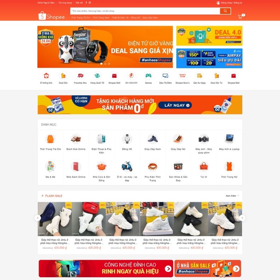 Themes WordPress mẫu website shoppe.vn , mẫu website thương mại điện tử giống shoppe
