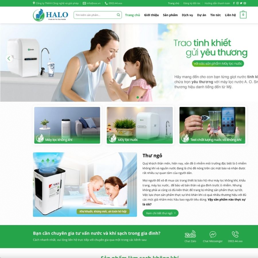 Themes WordPress mẫu website lọc không khí, mẫu website điện tử, bán thiết bị lọc không khí 3