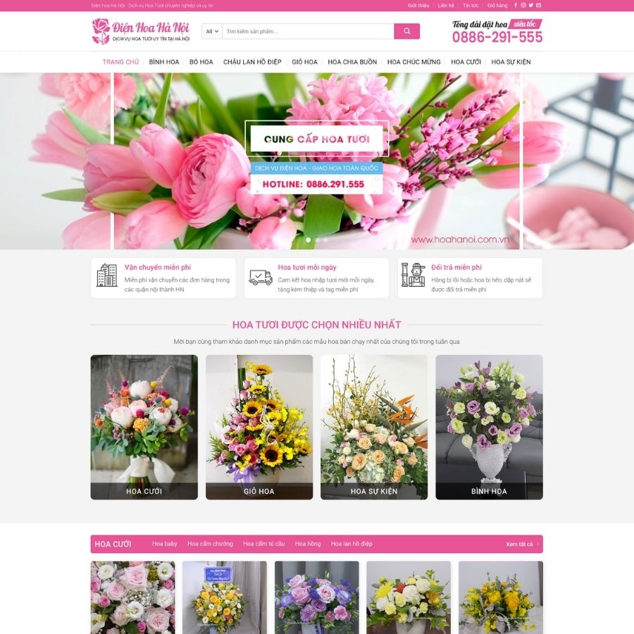 Themes WordPress mẫu website shop hoa, điện hoa, shop chuyên bán hoa tươi hà nội 2