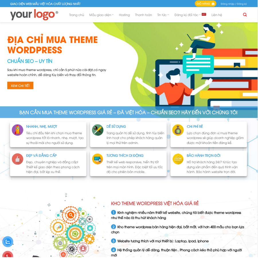 Themes wordpress mẫu website kho themes, web bán plugin, themes đẹp
