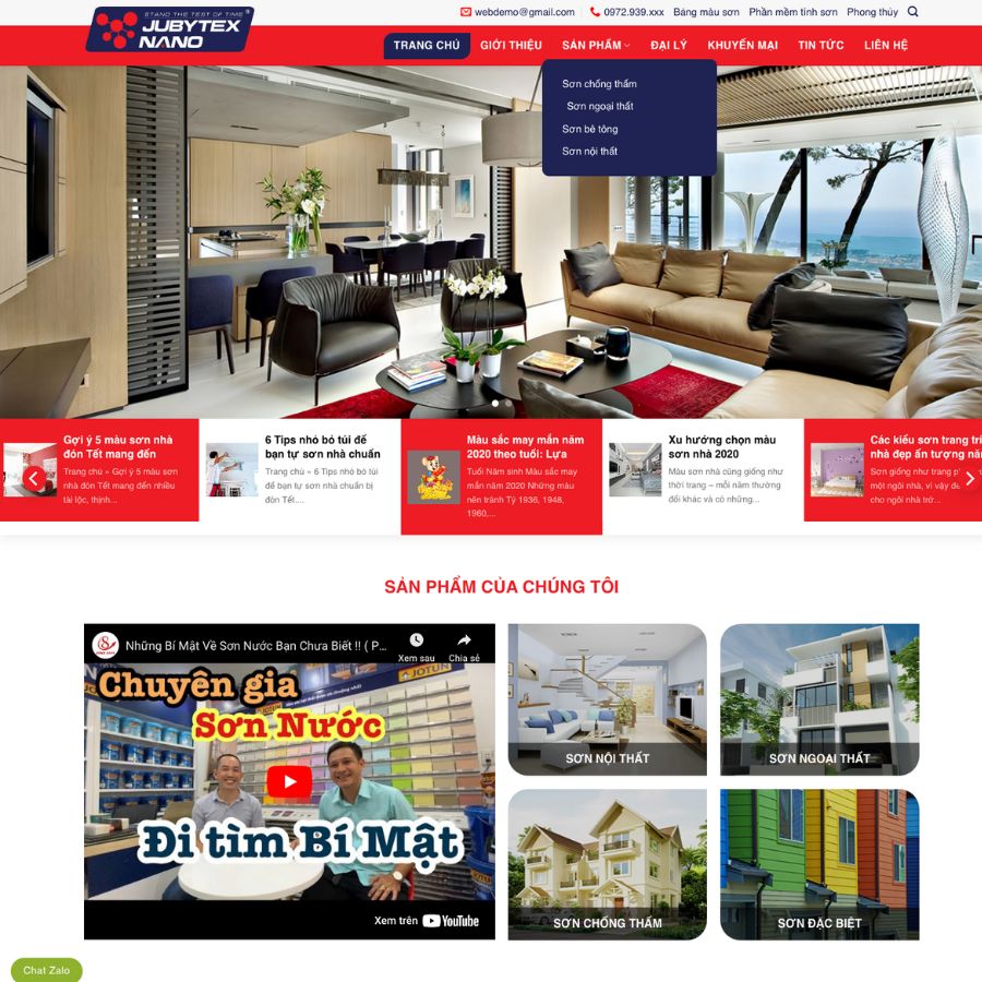 Themes wordpress mẫu website sơn nước, giới thiệu sơn, bán sơn, công ty sơn