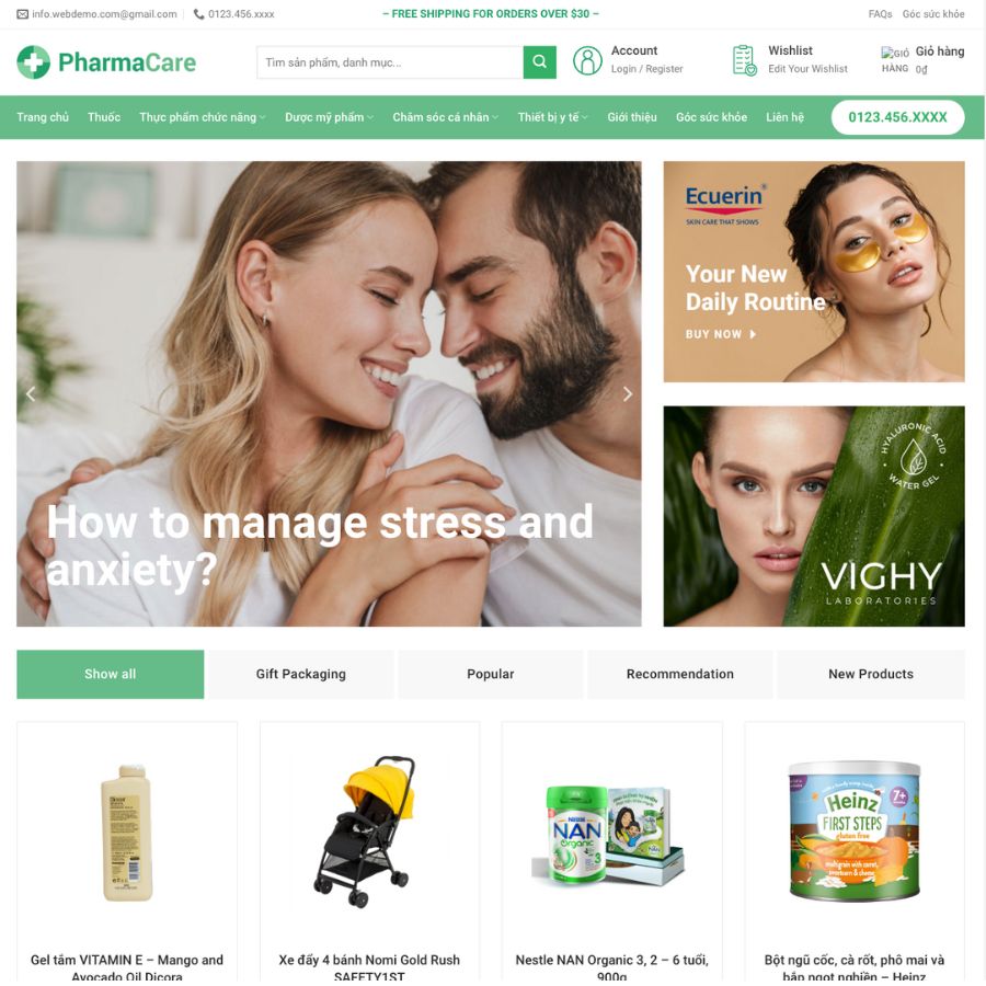 Themes wordpress mẫu website bán thuốc, pharma, long châu, giới thiệu thuốc 3