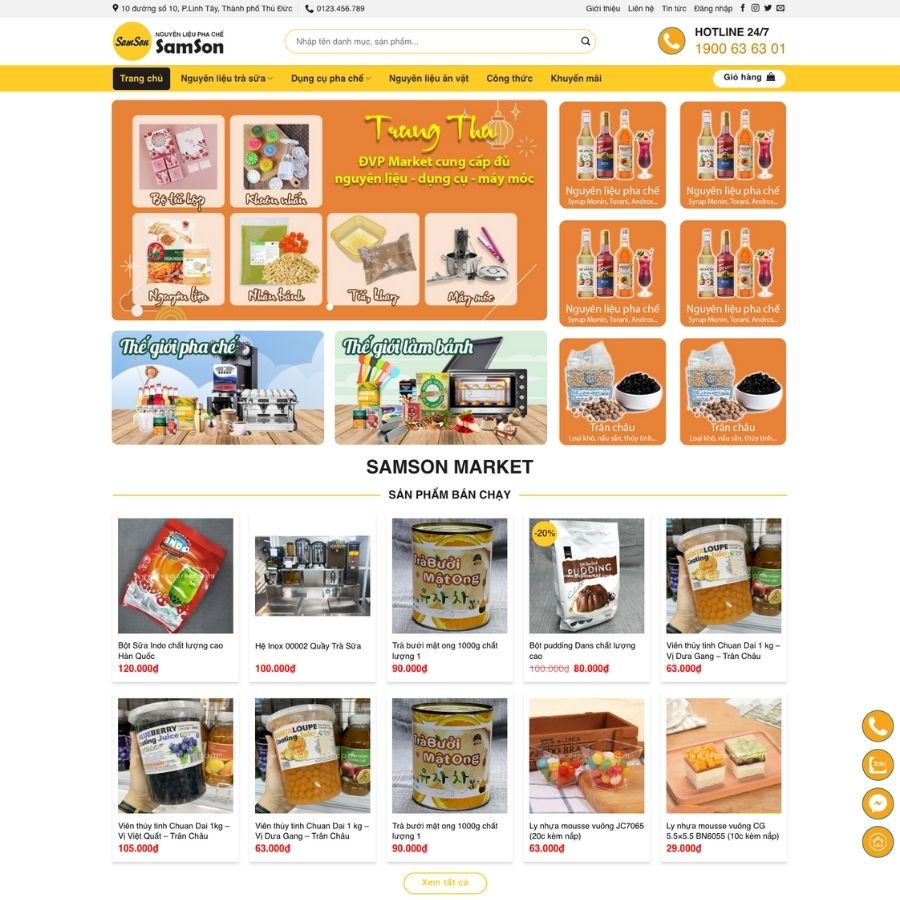 Themes WordPress mẫu website shop nguyên liệu pha chế, mẫu web bán đồ tạp hoá linh tinh