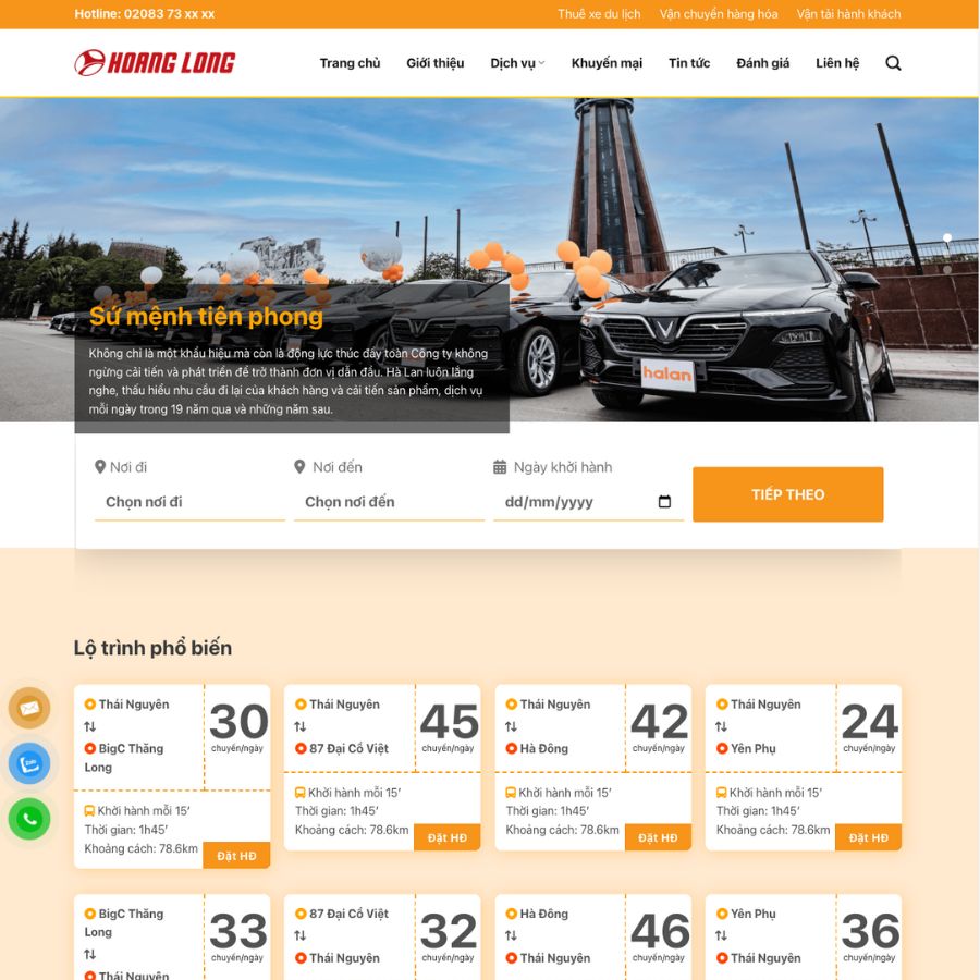 Themes wordpress mẫu website nhà xe limousine, tin tức xe , dịch vụ vận chuyển