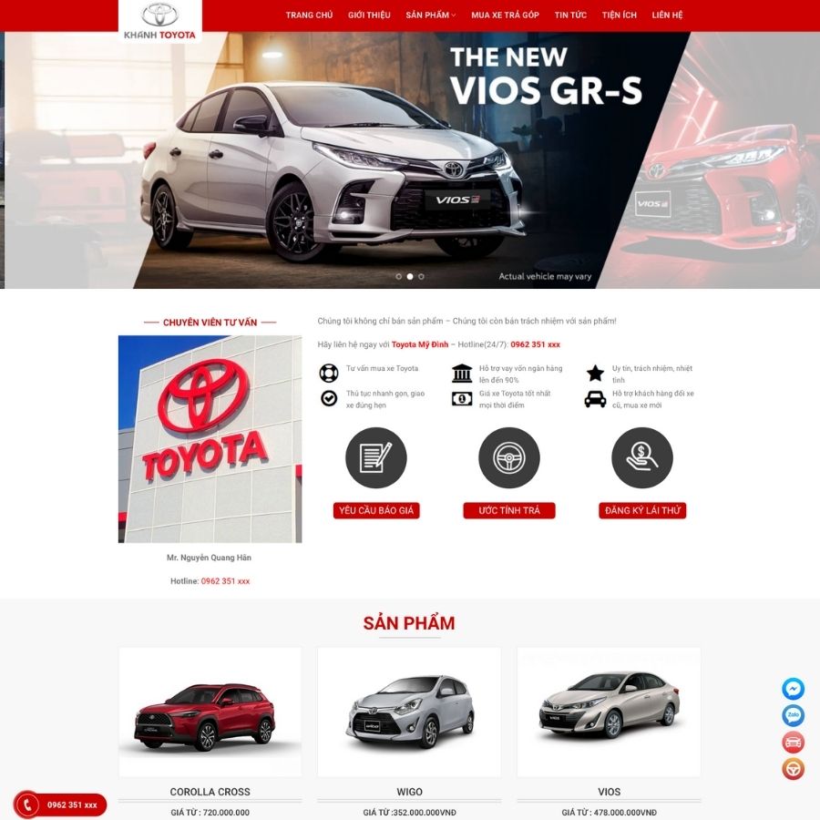 Themes WordPress mẫu website toyota, bán xe ô tô, website giới thiệu xe oto