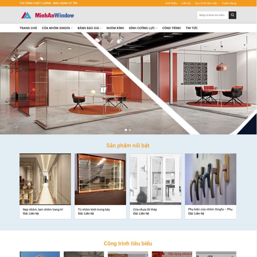Themes wordpress mẫu website nhôm kính , công ty nhôm kính, công ty xây dựng 2