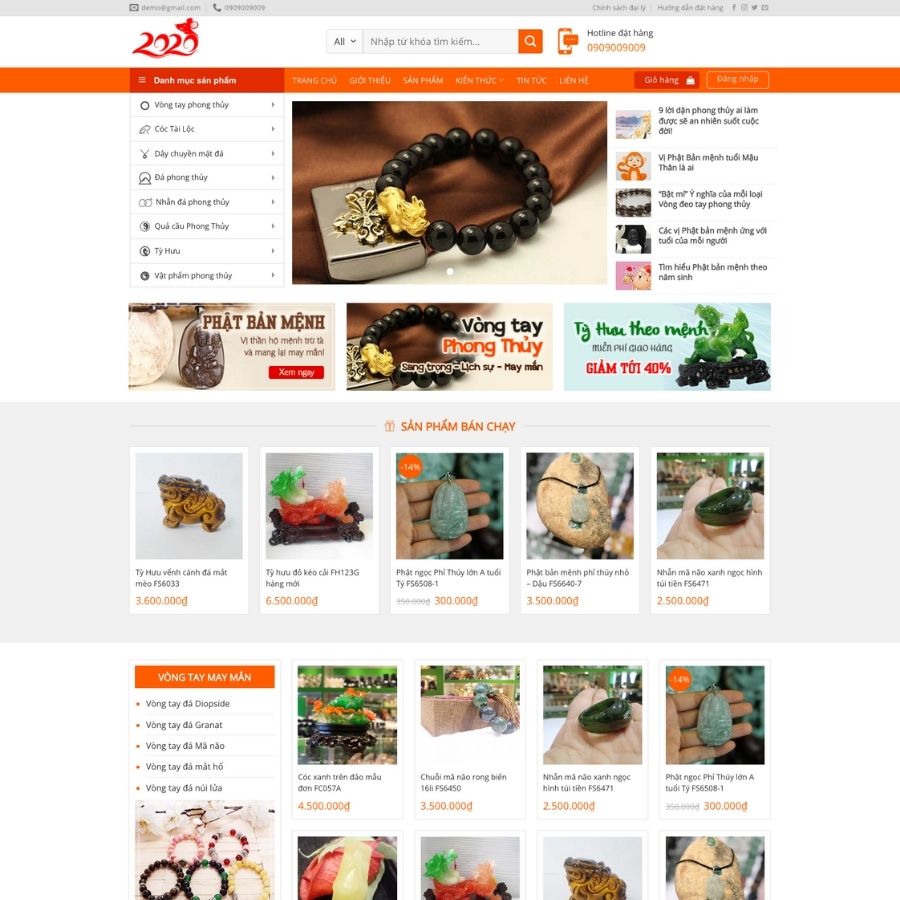 Themes WordPress mẫu website shop bán đồ phong thuỷ, mẫu website chuyên bán đồ phong thuỷ