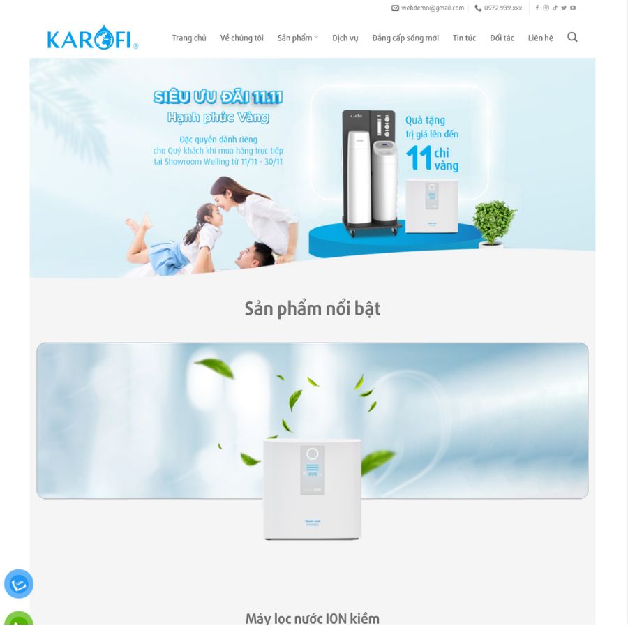 Themes wordpress mẫu website bán máy lọc nước, máy lọc nước karofi 3