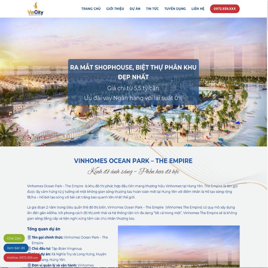 Themes wordpress bất động sản 35, Landingpage bất động sản 35