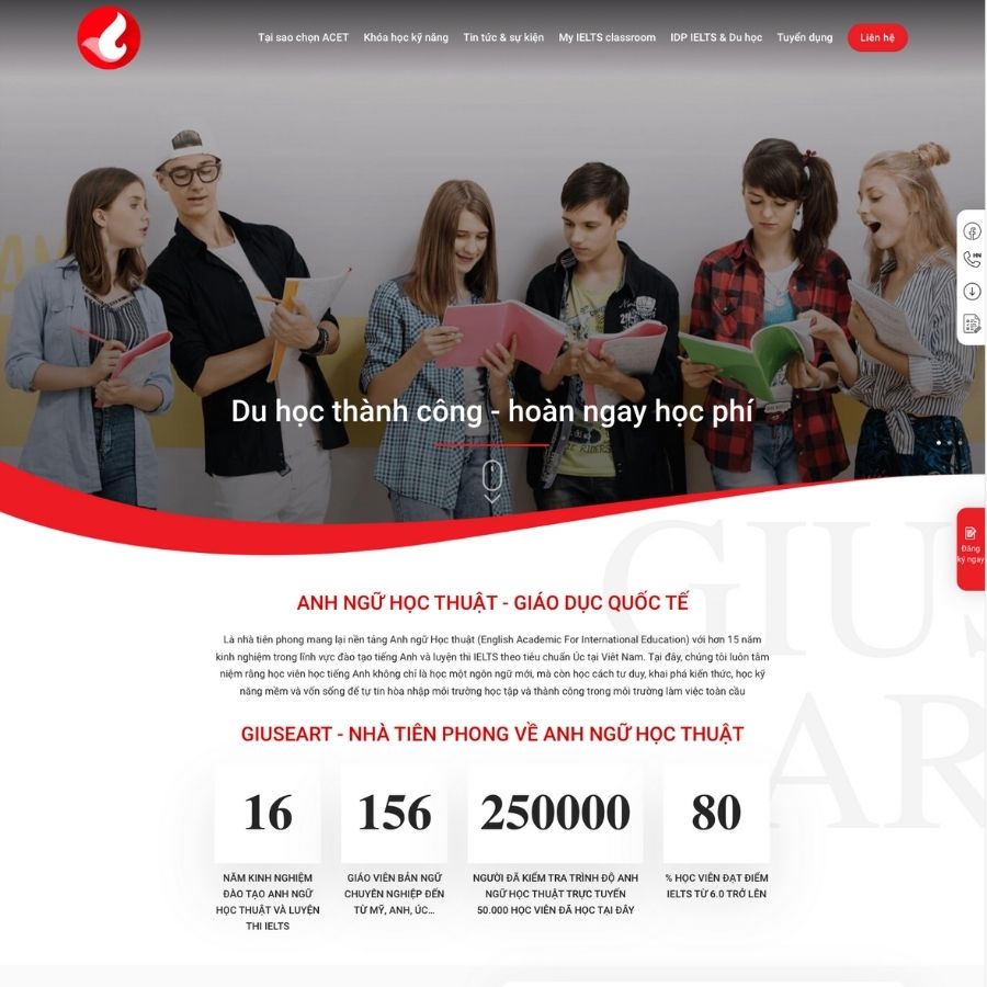 Themes WordPress mẫu website anh ngữ, khoá học, khoá học tiếng anh, du học
