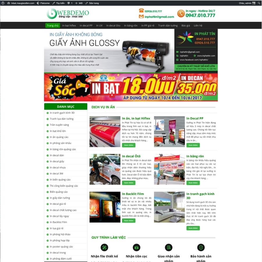 Themes WordPress mẫu website công ty in ấn, mẫu web bán sản phẩm in ân đẹp, in bạt