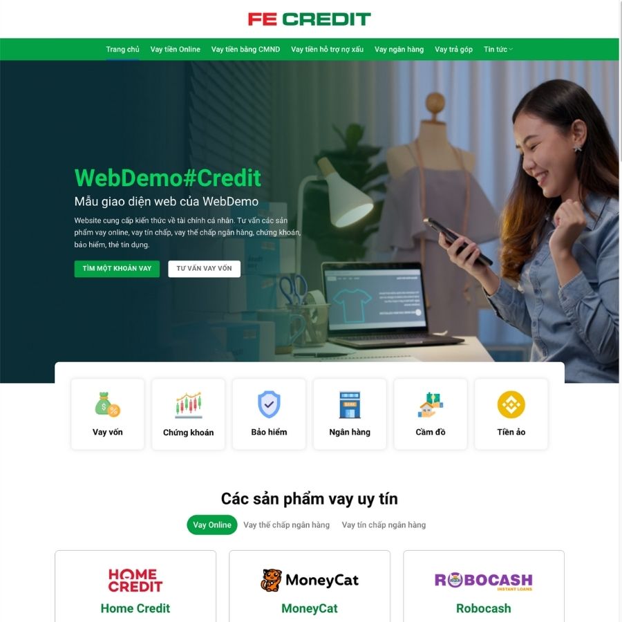 Themes wordpress mẫu website tài chính, vay tiền, mẫu web tín dụng 2
