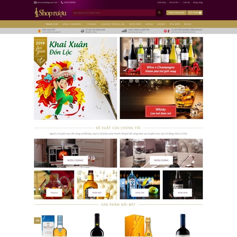 Themes WordPress mẫu website shop bán rượu, website bán rượu, giới thiệu rượu tây cực đẹp