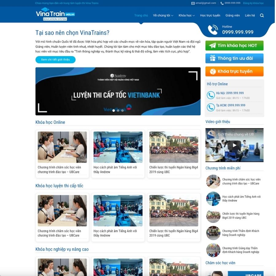 Themes WordPress mẫu website luyện thi cấp tốc, mẫu website luyện thi trực tuyến