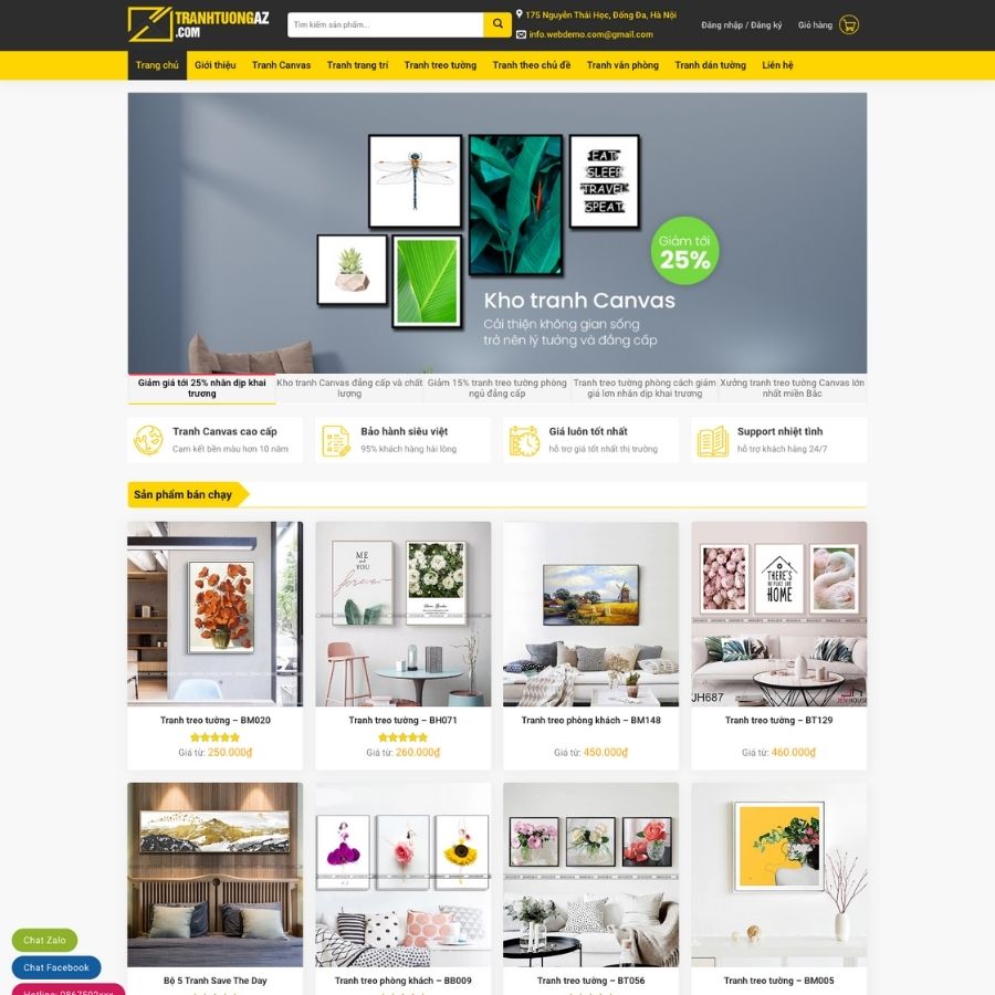 Themes WordPress mẫu website tranh tường đẹp, website bán tranh tường đẹp, nghệ thuật