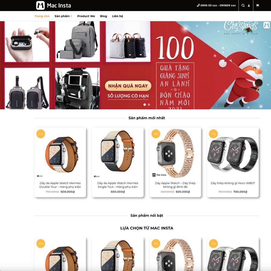 Themes WordPress mẫu website shop bán đồng hồ, mẫu themes bán đồng hồ apple, điện thoại