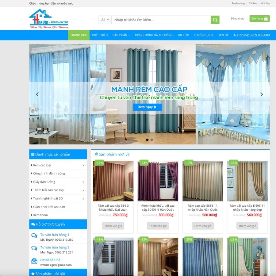 Themes WordPress mẫu website mành rèm, mẫu website bán rèm mảnh, sản phẩm rèm mành