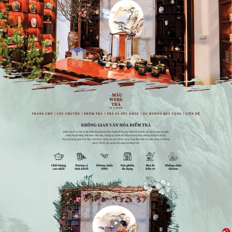 Themes WordPress mẫu website landingpage trà xanh, trà tươi, mẫu website trà tươi
