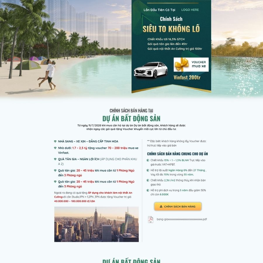 Themes WordPress mẫu website landingpage bất động sản, landingpage bán bất động sản cực xịn