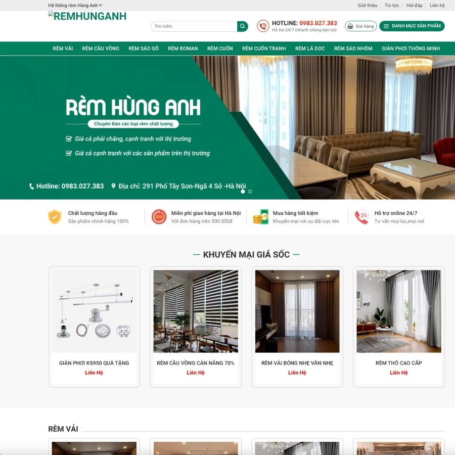 Themes WordPress mẫu website mành rèm, mẫu website bán rèm mảnh, sản phẩm rèm mành 2