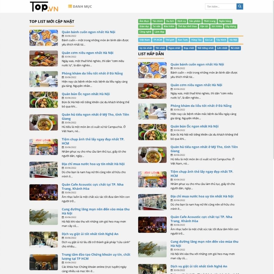 Themes wordpress mẫu website toplist, web tin tức toplist, blog toplist