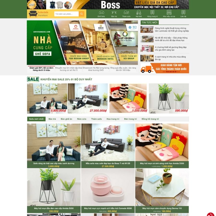 Themes WordPress mẫu website sofa, website chuyên bán đồ nội thất sofa, mẫu nội thất cực chất