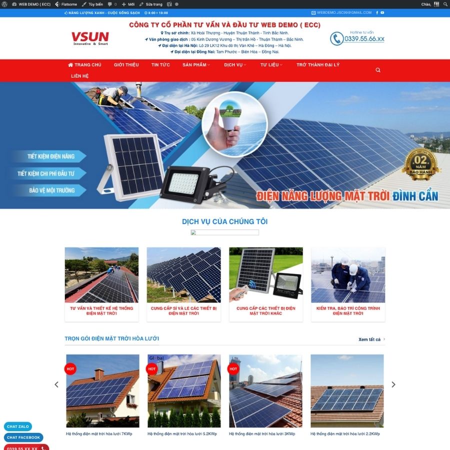 Themes WordPress mẫu website công ty thiết bị năng lượng, mẫu website năng lượng mặt trời