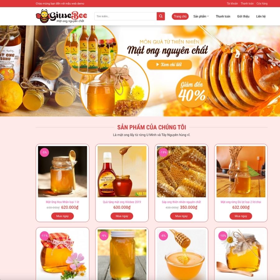 Themes WordPress mẫu website mật ong, mẫu website bán mật ong, giới thiệu sản phẩm mật ong 2