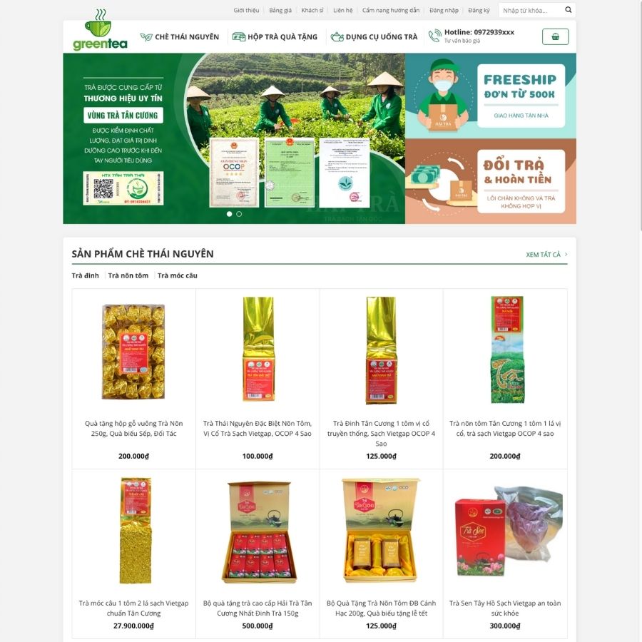 Themes wordpress mẫu website trà xanh, bán chè xanh, giới thiệu sản phẩm trà 3