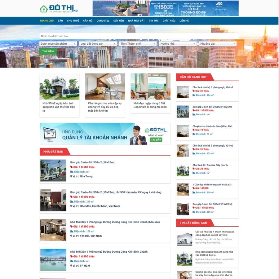 Themes WordPress mẫu website bất động sản , Dothi.net.vn tư vấn bất động sản nhanh 28