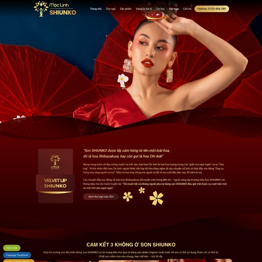 Themes WordPress mẫu website landingpage chạy quảng cáo về son môi, phụ kiện trang sức nữ