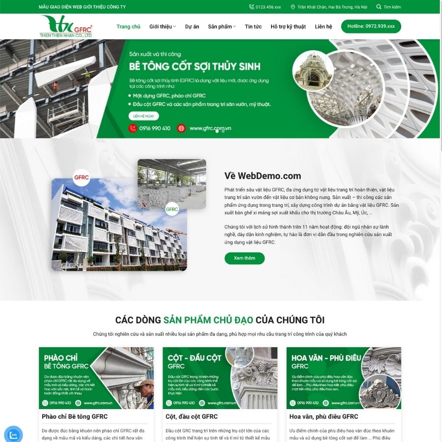 Themes wordpress mẫu website vật liệu trang trí, sợi thuỷ tinh, vật liệu xây dựng