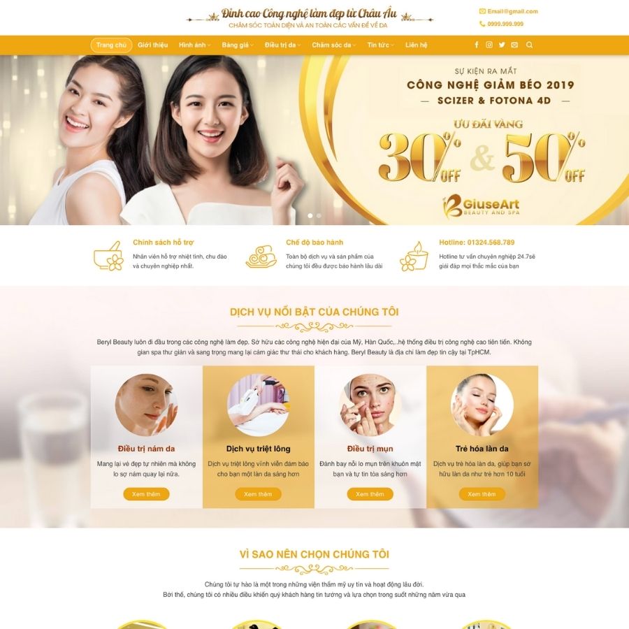 Themes WordPress mẫu website spa, mẫu website chuyên spa, viện thẩm mỹ cực đẹp