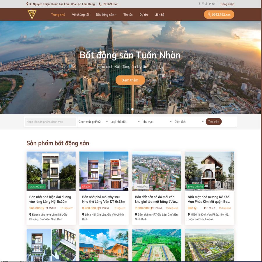 Theme wordpress bất động sản 36, Mẫu thiết kế bất động sản 36