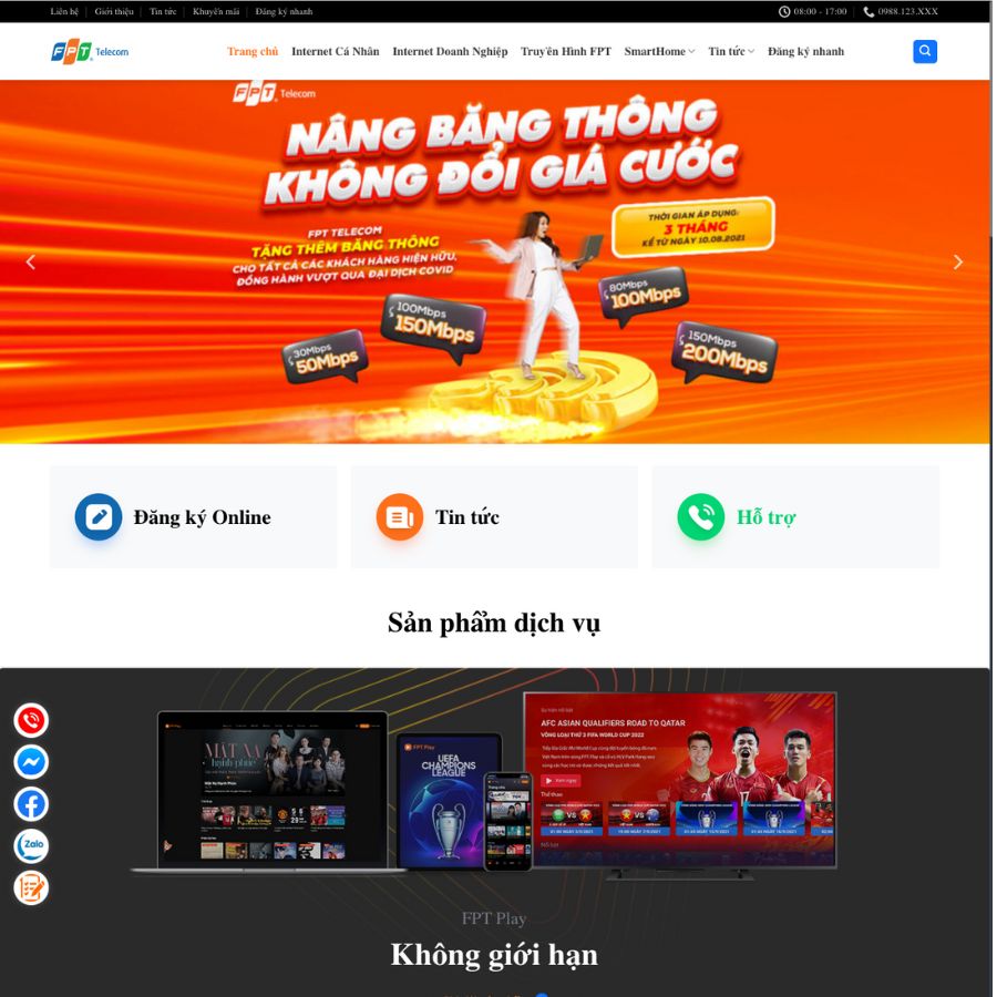 Themes wordpress mẫu website lắp mạng fpt, mẫu website viễn thông, lắp mạng viettel