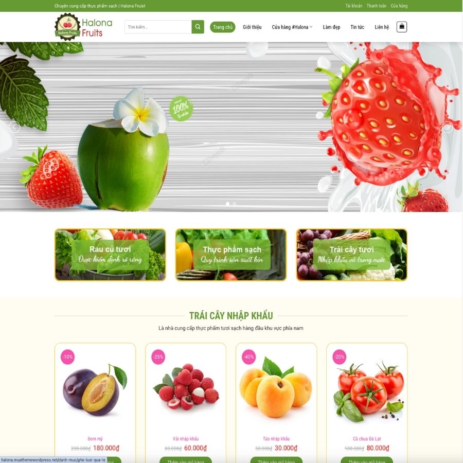 Themes WordPress mẫu website nông sản, foody, mẫu websigte thực phẩm, đồ rau của quả đẹp