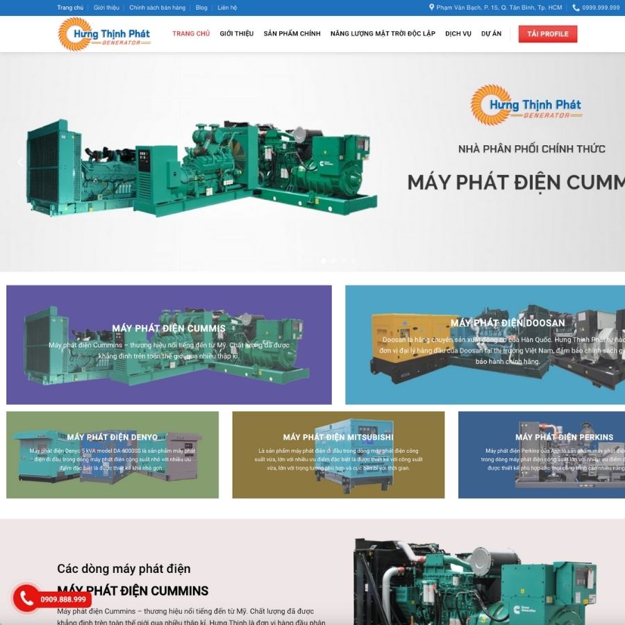 Themes WordPress mẫu website máy phát điện, mẫu website điện máy, máy công nghiệp phát điện