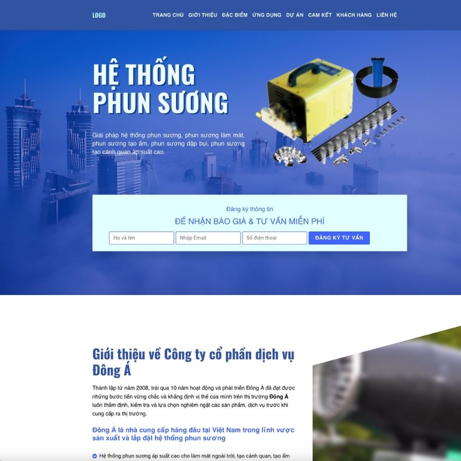 Themes WordPress mẫu website landingpage chạy quảng cáo tiktok, hệ thống phun sương ABC