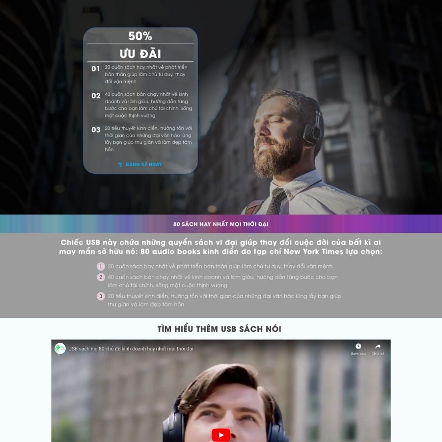 Themes WordPress mẫu website landingpage giới thiệu sách, usb sách, bán sách usb