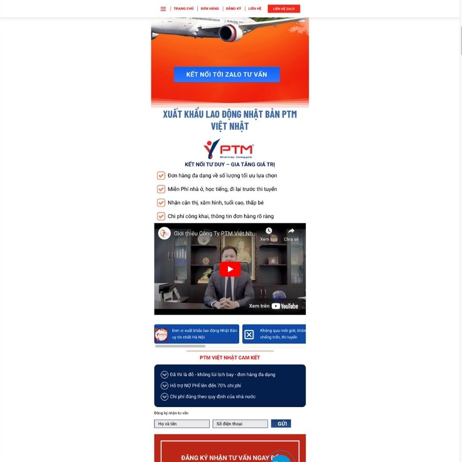 Themes wordpress mẫu website xuất khẩu lao động dạng landingpage chạy quảng cáo