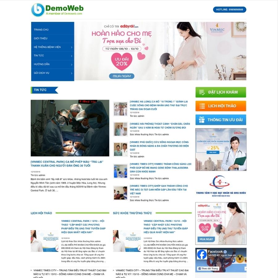 Themes WordPress mẫu website mẫu bệnh viện, phòng khám, website bệnh viện, phòng khám