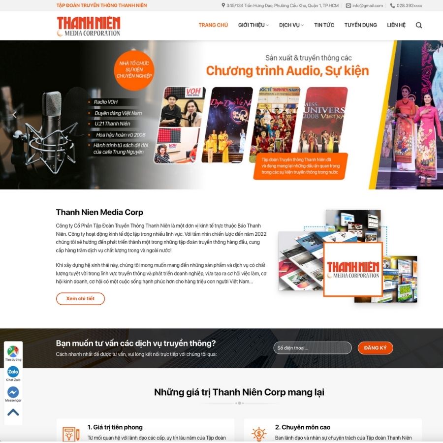 Themes WordPress mẫu website công ty media, công ty truyền thông, mẫu website công ty media